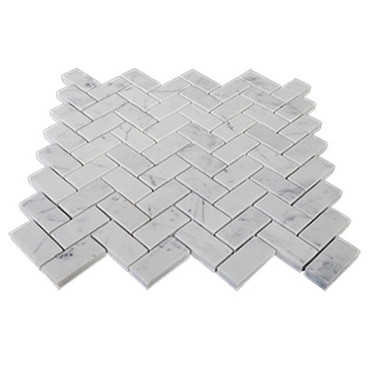 1 X 2 Carrara Marble Herringbone Mosaic Tile Honed