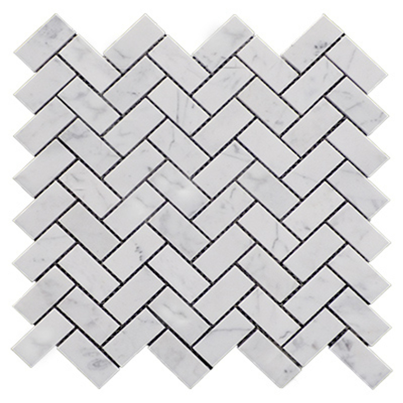 1 X 2 Carrara Marble Herringbone Mosaic Tile Honed