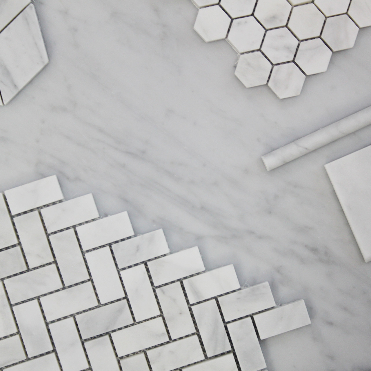 1 X 2 Carrara Marble Herringbone Mosaic Tile Honed