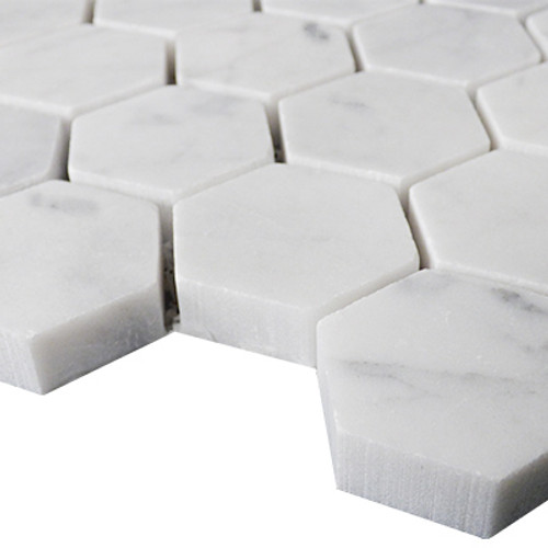 Carrara White Italian Marble 1" Hexagon Mosaic Tile Polished