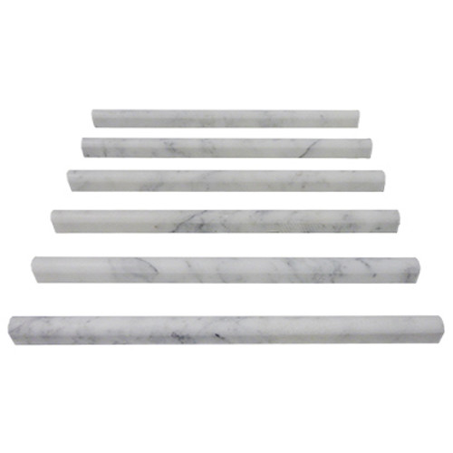 Italian White Carrera Marble Bianco Carrara Bullnose Pencil Molding Honed