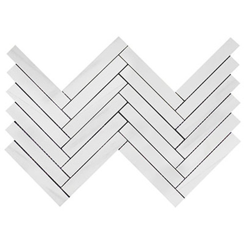 Dolomiti White Marble Italian Bianco Dolomite 1x6 Herringbone Mosaic Tile Honed