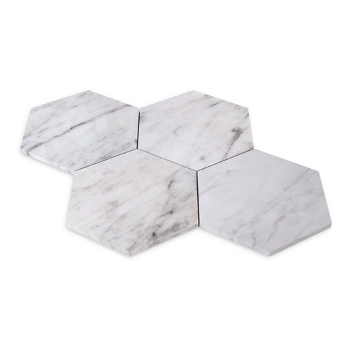 Carrara White Italian Polished Marble 7” Hexagon Mosaic Tile
