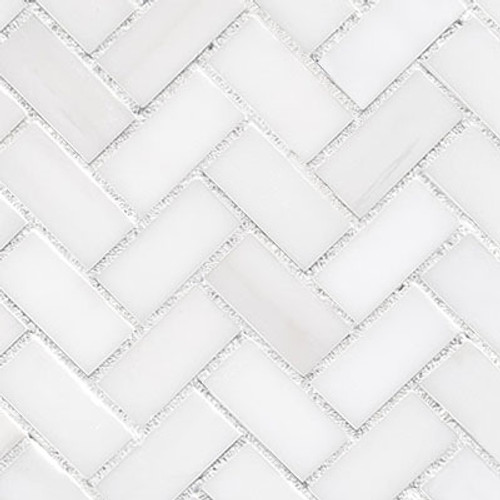 Dolomiti White Marble Italian Bianco Dolomite Herringbone Mosaic Tile Honed