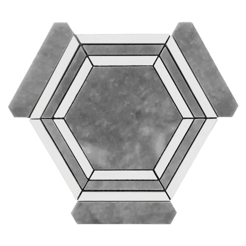 Carrara Georama Hexagon with Bardiglio Gray