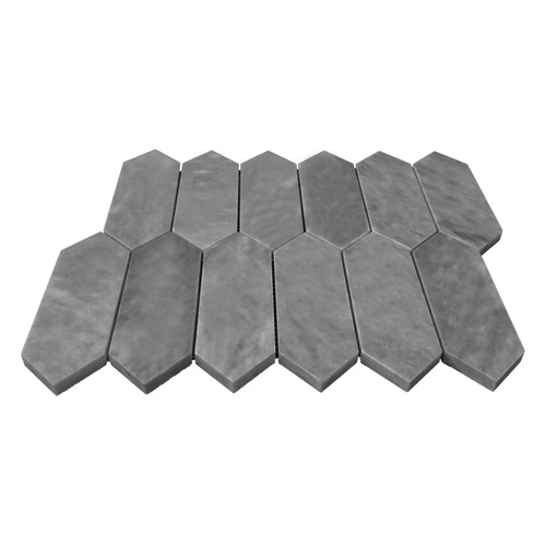 Bardiglio Gray Honed Marble Picket Mosaic Tile