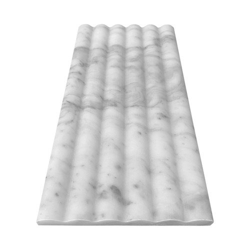6x12 Flute 3D Dimensional Tile Carrara White Italian Marble Polished