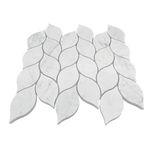 Orchid Leaf Mosaic Tile Polished Carrara White Italian Marble 