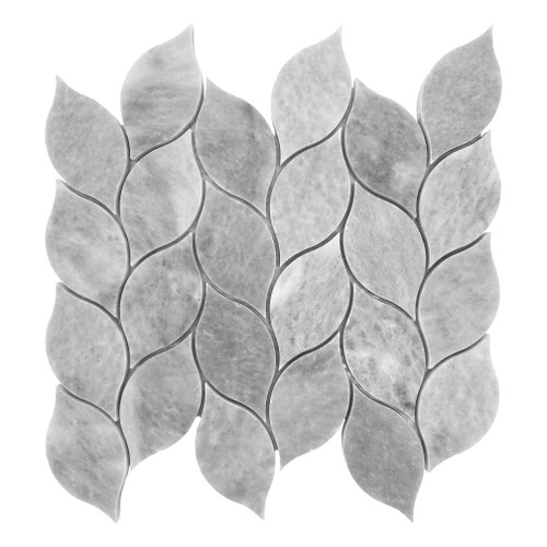 Bardiglio Gray Marble Blanco Orchid Leaf Mosaic Tile Honed
