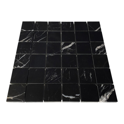 2x2 Mosaic Tile Honed Nero Marquina Black Marble