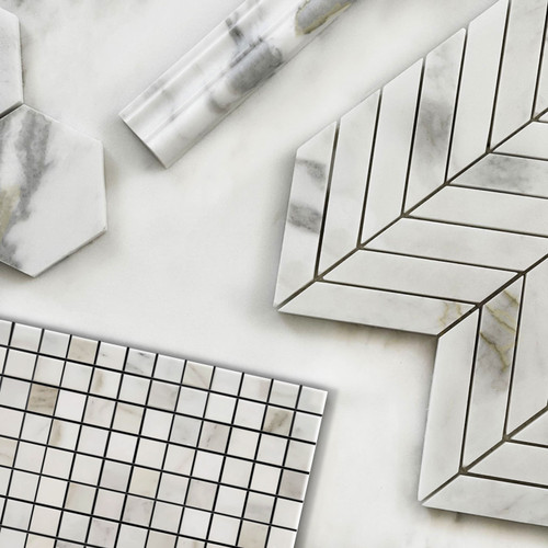 Calacatta Gold  Marble 5/8x5/8 Mosaic Tile Combination Calacatta Gold  Marble 5/8x5/8 Mosaic Tile Combination