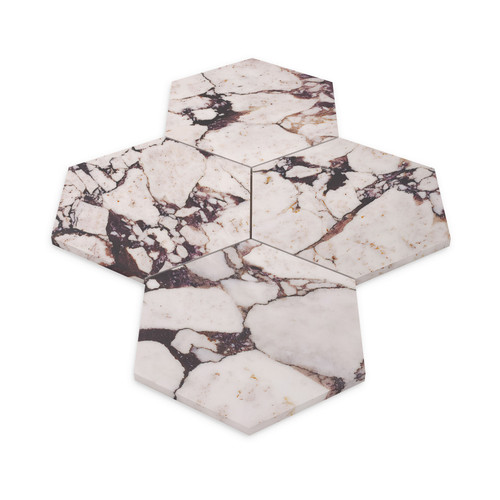 Honed 7" Hexagon Calacatta Viola Marble  Mosaic Tile  