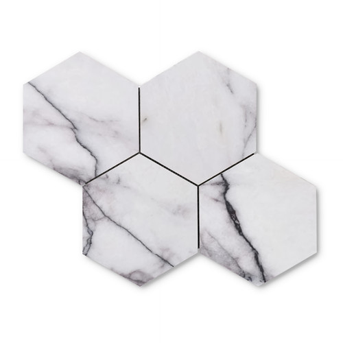Lilac Marble 7" Hexagon Mosaic Tile Honed