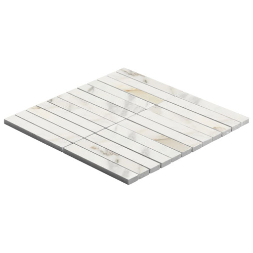 1x6 Stacked Mosaic Tile Polished Calacatta Gold Italian Marble