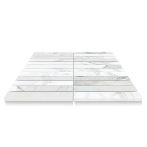 1x6 Stacked Mosaic Tile Honed Calacatta Gold Italian Marble