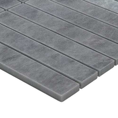 Bardiglio 1x6 Stacked Mosaic Tile Honed Gray Marble