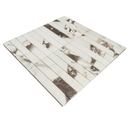  1x6 Calacatta Viola Marble Stacked Mosaic Tile Polished 