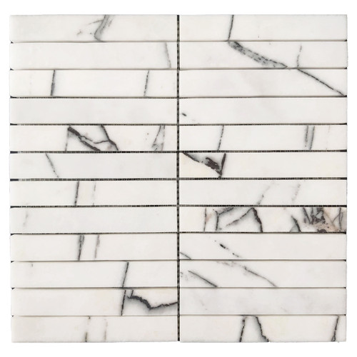 Lilac Marble 1x6 Stacked Mosaic Tile Polished