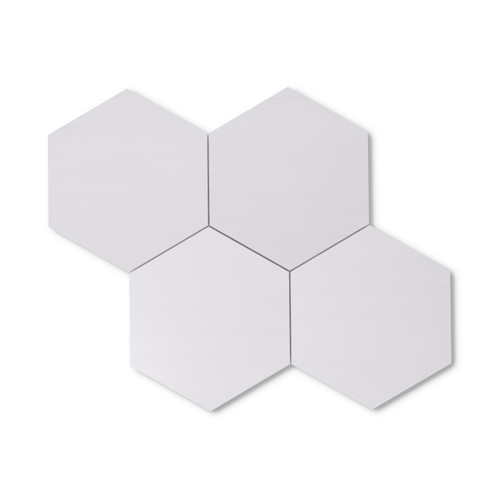 Bianco Dolomite Marble 7" Hexagon Mosaic Tile Honed