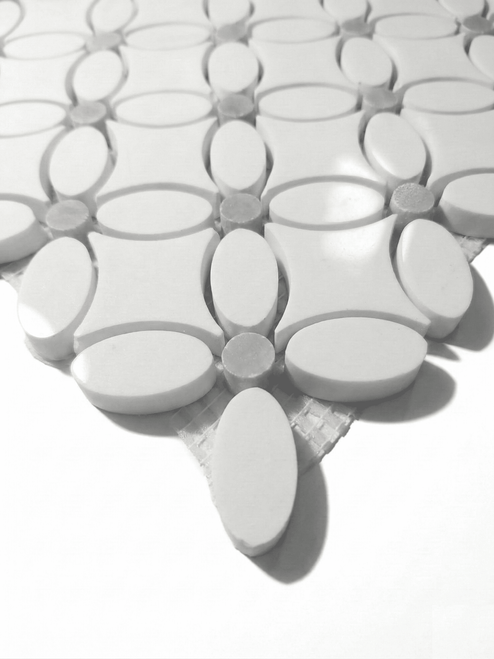  May Flower Dolomite Marble  Mosaic Tile with Bardiglio Gray Penny Polished