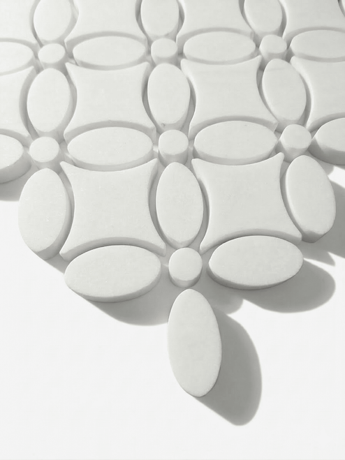 May Flower Dolomite Marble Mosaic Tile with Dolomite Penny Honed