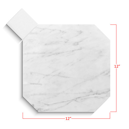 Carrara White Italian Marble with Dolomite 12" Octagon Mosaic Tile Polished