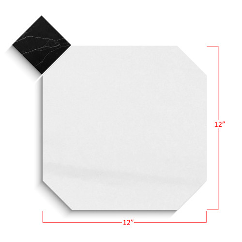 Bianco Dolomite Marble 12" Octagon with Black Dots Mosaic Tile Polished