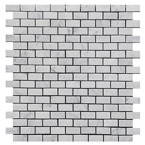 Italian White Carrera Marble Bianco Carrara Mini Brick Mosaic Tile Honed