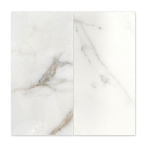 3x6 Calacatta Gold Italian Marble Subway Tile Wide Beveled Honed