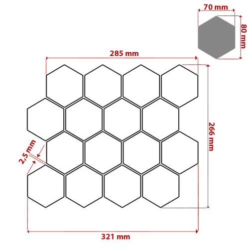 Italian Polished White Carrera Marble Bianco Carrara 3" Hexagon Mosaic Tile