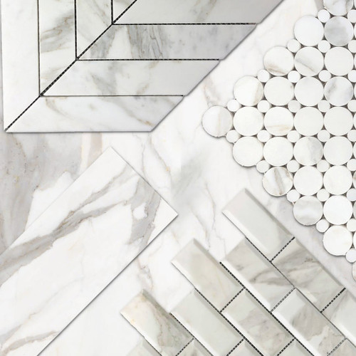 3x6 Calacatta Gold Italian Marble Polished Subway Tile Combination
