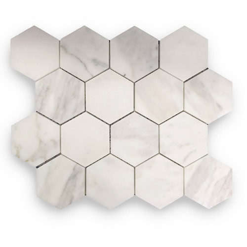 Calacatta Gold  Marble 3" Hexagon Mosaic Tile Honed 