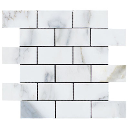 Calacatta Gold Italian Marble 2x4 Subway Mosaic Tile Polished