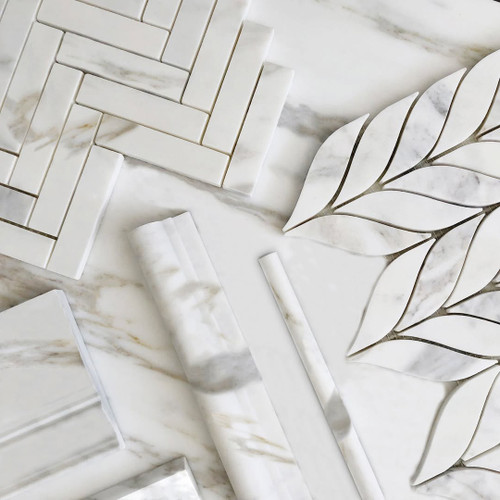 Calacatta Gold Marble 24x24 Tile Polished Bathroom Tile and Kitchen Backsplash