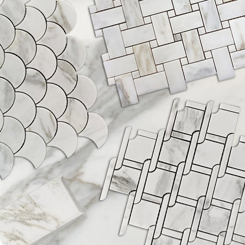 Calacatta Gold Italian Marble Picket Mosaic Tile Honed Combination