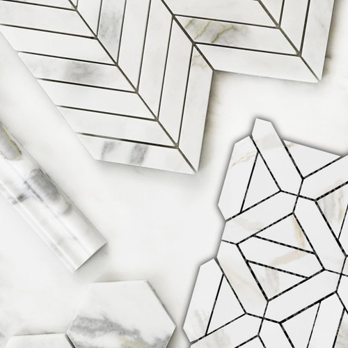 4x12 Calacatta Gold Italian Marble Wide Bevel Subway Tile Polished Bathroom Tile and Kitchen Backsplash