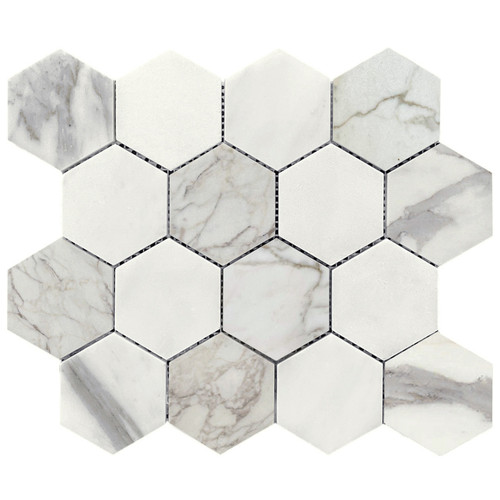Calacatta Gold Italian Marble 3" Hexagon Mosaic Tile Polished