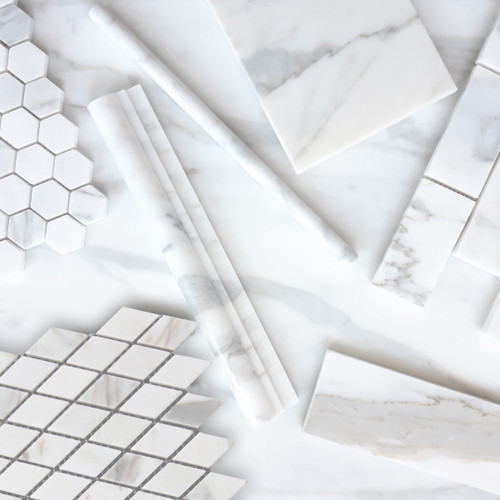 Calacatta Gold Italian Marble Diamond Mosaic Tile Polished
