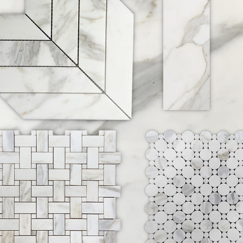 3x9 Calacatta Gold Italian Marble Subway Tile Combination