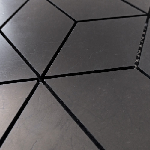 Nero Marquina Black Marble Rhombus 3D Cube Diamond Mosaic Tile Polished