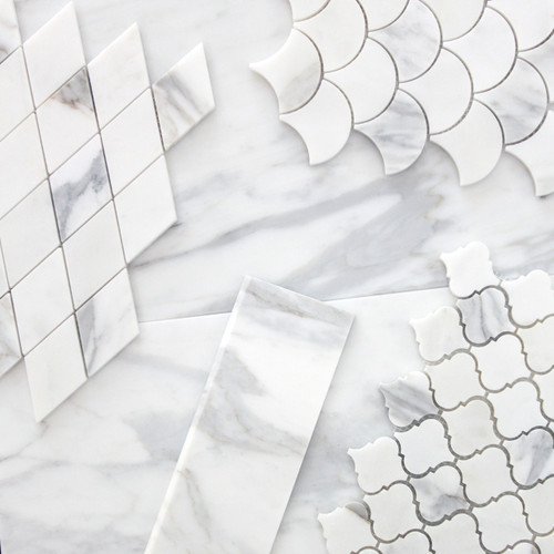 4x12 Calacatta Gold Italian Marble Bullnose Trim Tile Honed Bathroom Tile and Kitchen Backsplash