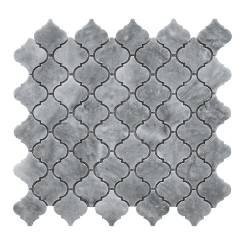 Bardiglio Gray Marble Mini Arabesque Baroque Lantern Mosaic Tile Polished