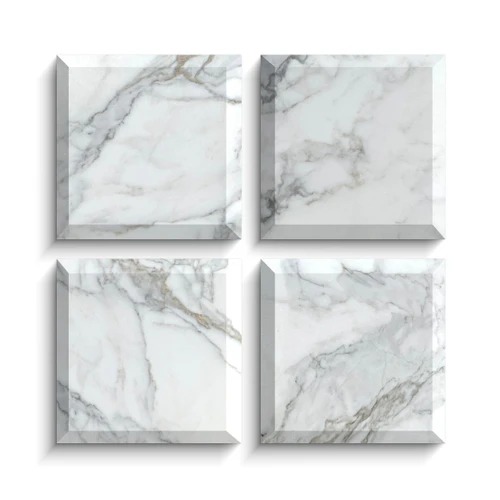 4x4 Calacatta Gold Italian Marble Subway Tile Wide Beveled Honed