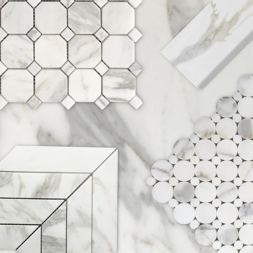 Calacatta Gold Italian Marble 6x12 Wide Bevel Subway Tile Polished Bathroom Tile and Kitchen Backsplash