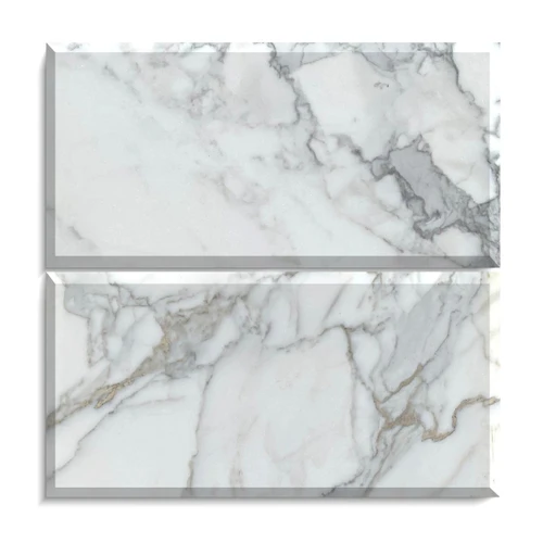 Calacatta Gold Italian Marble 6x12 Wide Bevel Subway Tile Honed