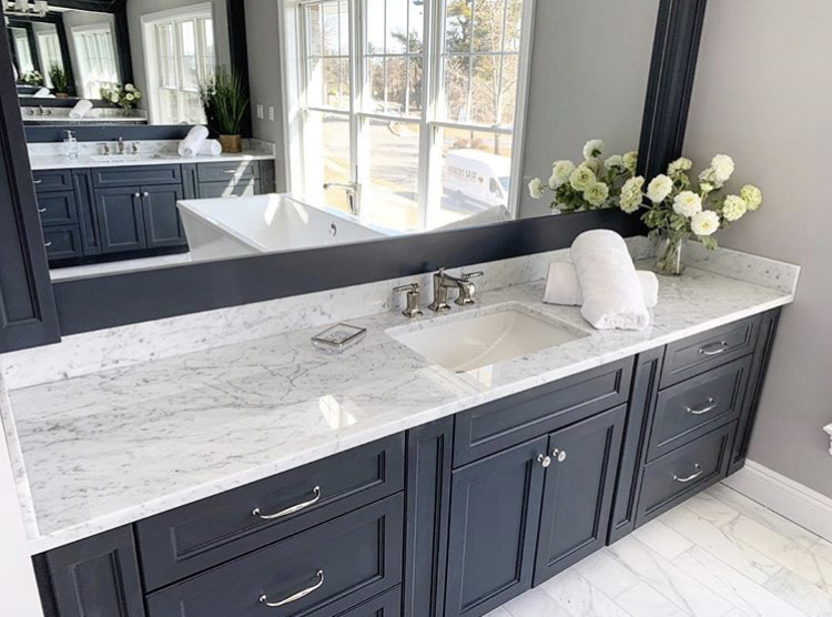 Bathroom Vanity With Carrara Marble Tops