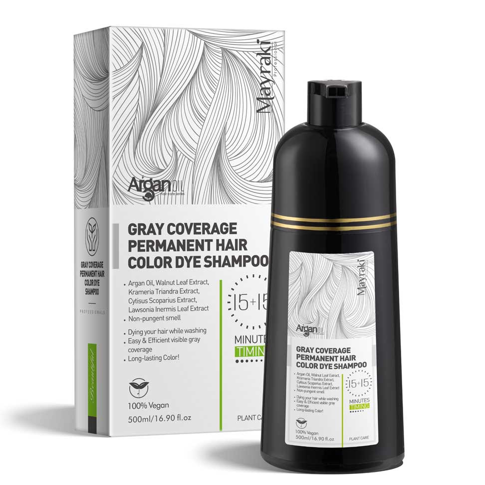 Image of Mayraki Gray Coverage Permanent Hair Color Dye Shampoo - Hair color for gray hair coverage (500 ml/16.90 fl.oz)