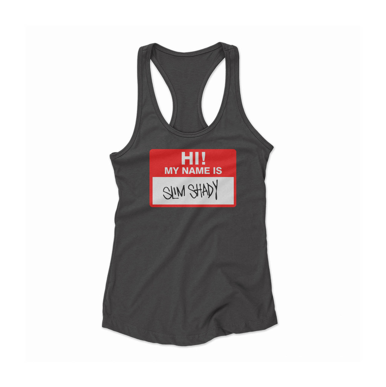 Eminem Hi My Name Is Slim Shady Name Tag 1 Women Racerback Tank Top