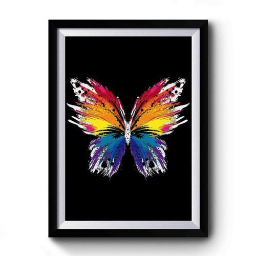 Abstract Colorful Butterfly White Premium Poster