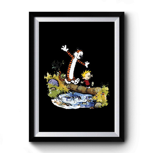 Calvin And Hobbes Log Walking Premium Poster